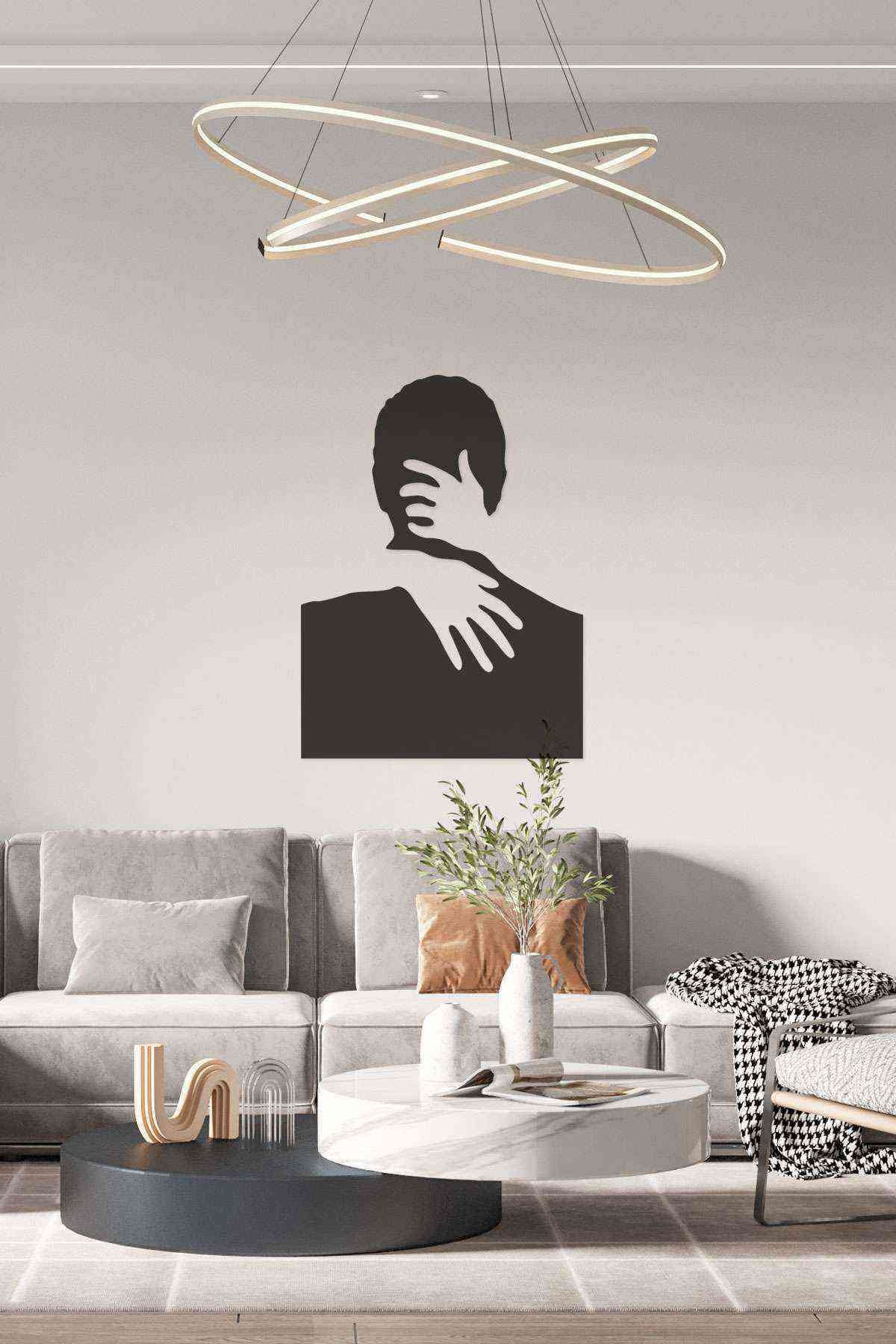 Erkek Sarılma Figürü 3D Mdf Tablo Evinize Ofisinize Yeni Tarz