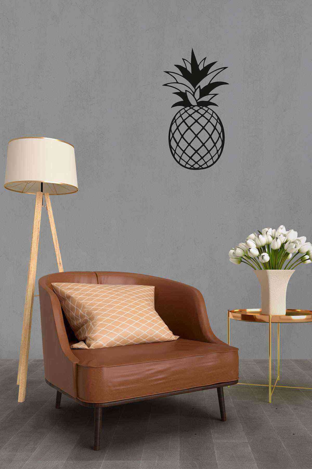Lazer Kesim Dekoratif Tablo Ahşap Duvar Süsü Ananas