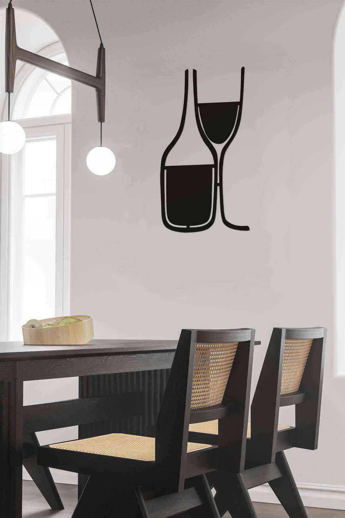 ÇiftBardak Şarap Figürlü 3D Mdf Tablo Evinize Ofisinize Yeni Tarz