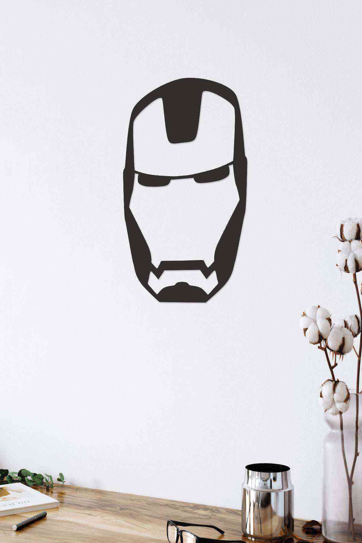 Iron man 50x35cm Siyah Ahşap Lazer Tablo Mdf