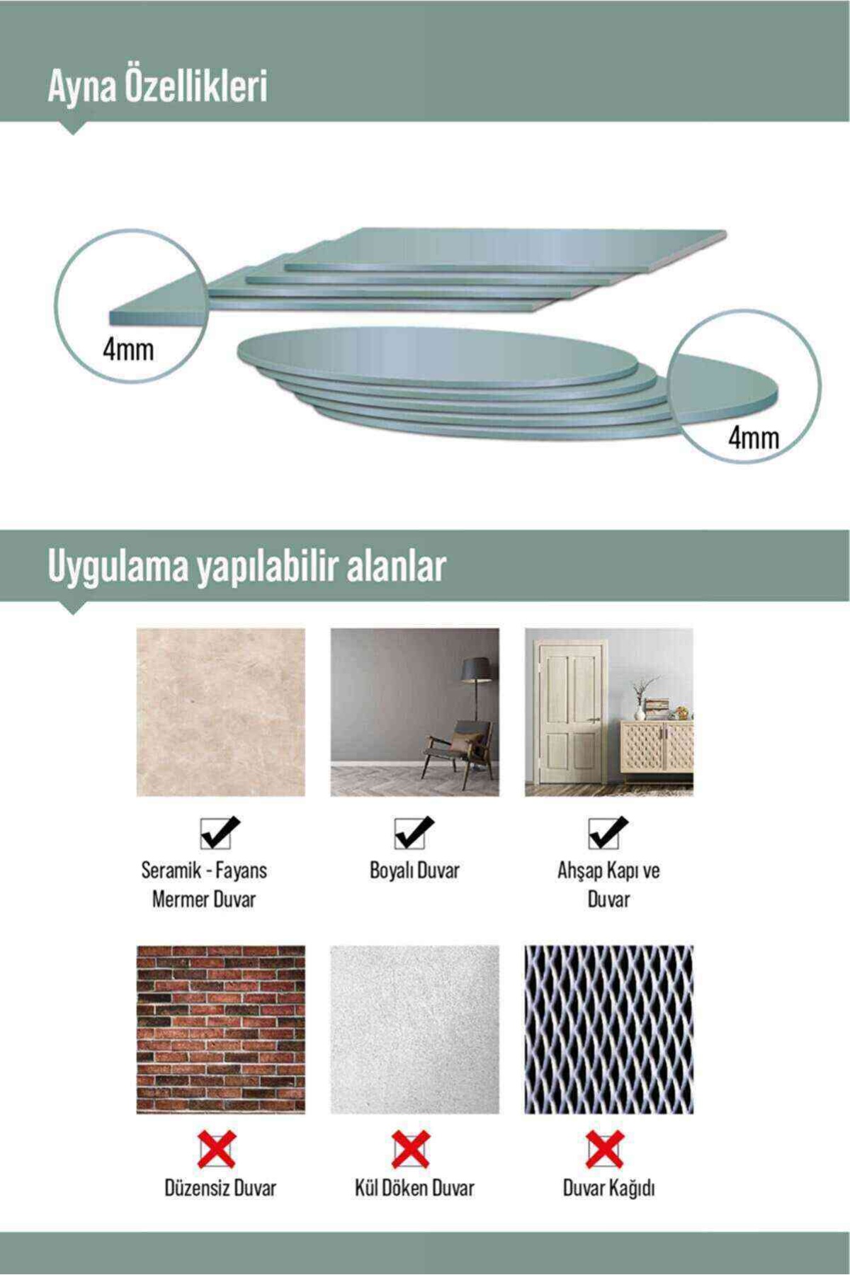 Dekoratif Kare Ayna 4 adet 30 cm