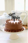 Happy Birthday Pasta Süsü Siyah Ahşap Cake Topper
