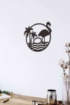 Flamingo Havai Siyah Ahşap Lazer Duvar Dekoru Tablo Mdf