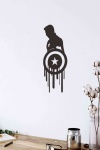 Kaptan Amerika Dekoratif Duvar Dekoru Siyah Ahşap Lazer Tablo