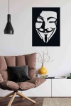 V For Vendetta anonymous Duvar Dekoru Tablo Siyah Ahşap Mdf