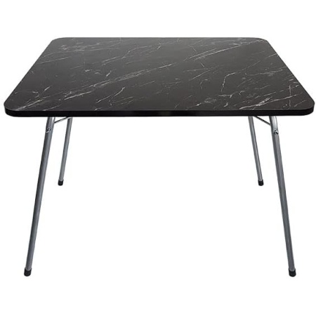Mermer Desenli Katlanır Balkon/Piknik Masası Siyah