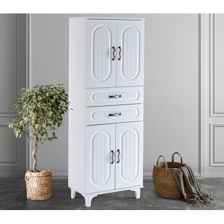 Çift Çekmeceli Banyo Dolabı 170 Cm Beyaz