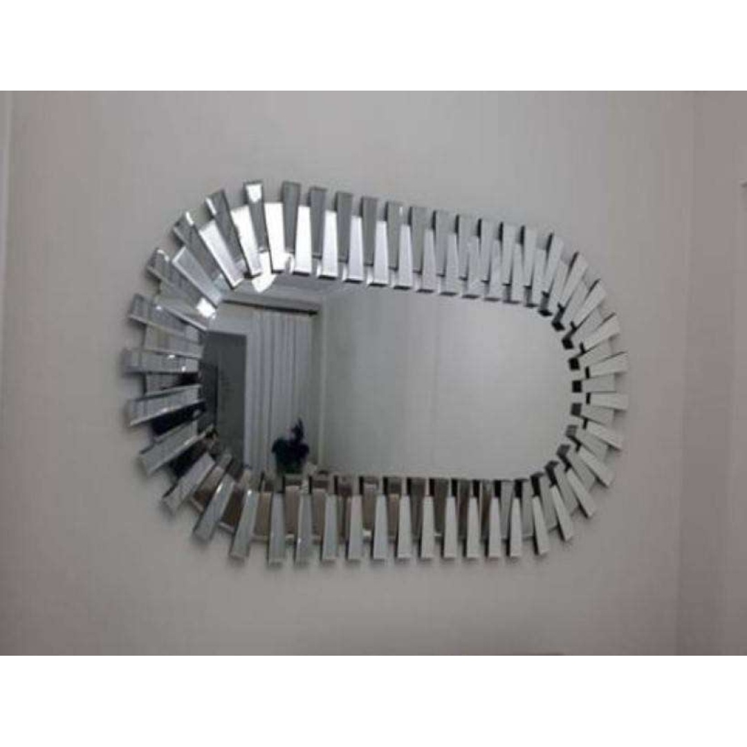 Elips Piyano Duvar Aynası 80x160 cm- Gümüş