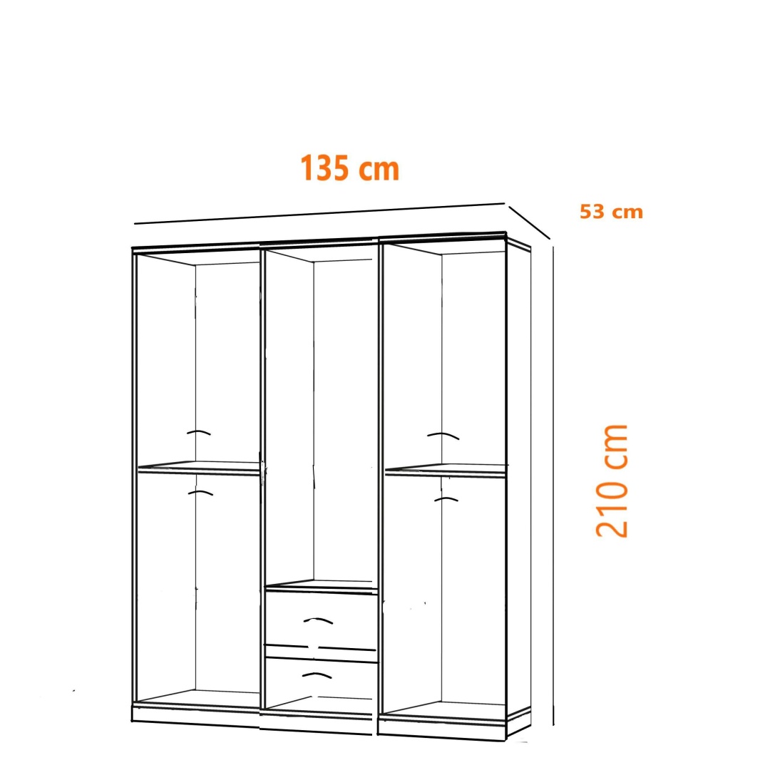 Kapaklı Gardırop -Ceviz Krem 3 kapılı