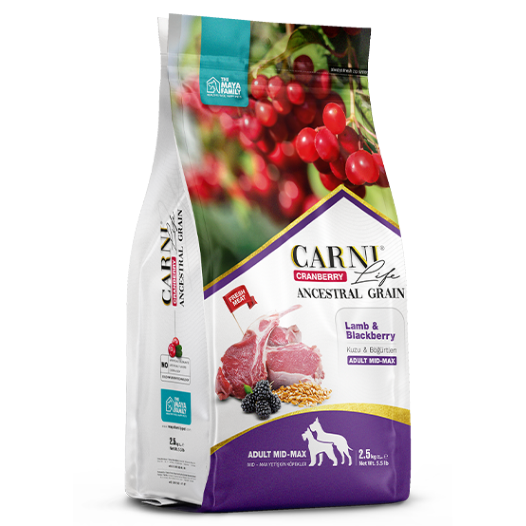 Yetişkin Köpek Maması - Carni Life Cranberry ANCESTRAL GRAIN LAMB & BLACKBERRY ADULT MEDIUM & MAXI