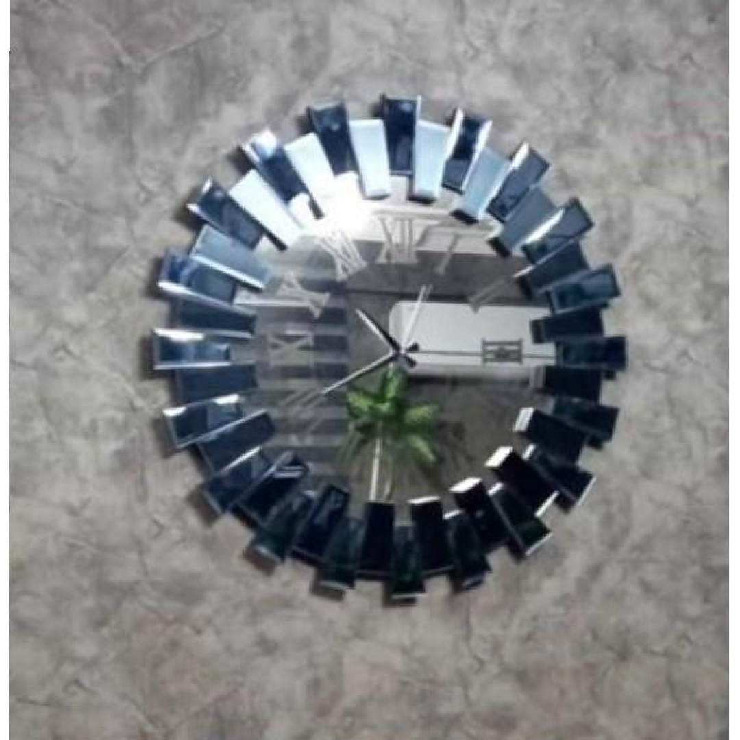 Piyano 70 cm Saatli Gümüş Duvar Aynası İzmir