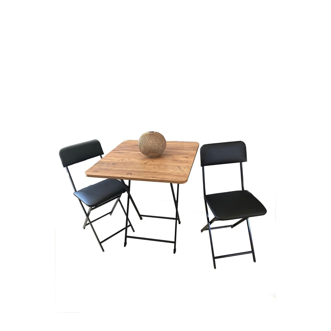 Katlanır Kare Masa 3 Sandalyeli Takım