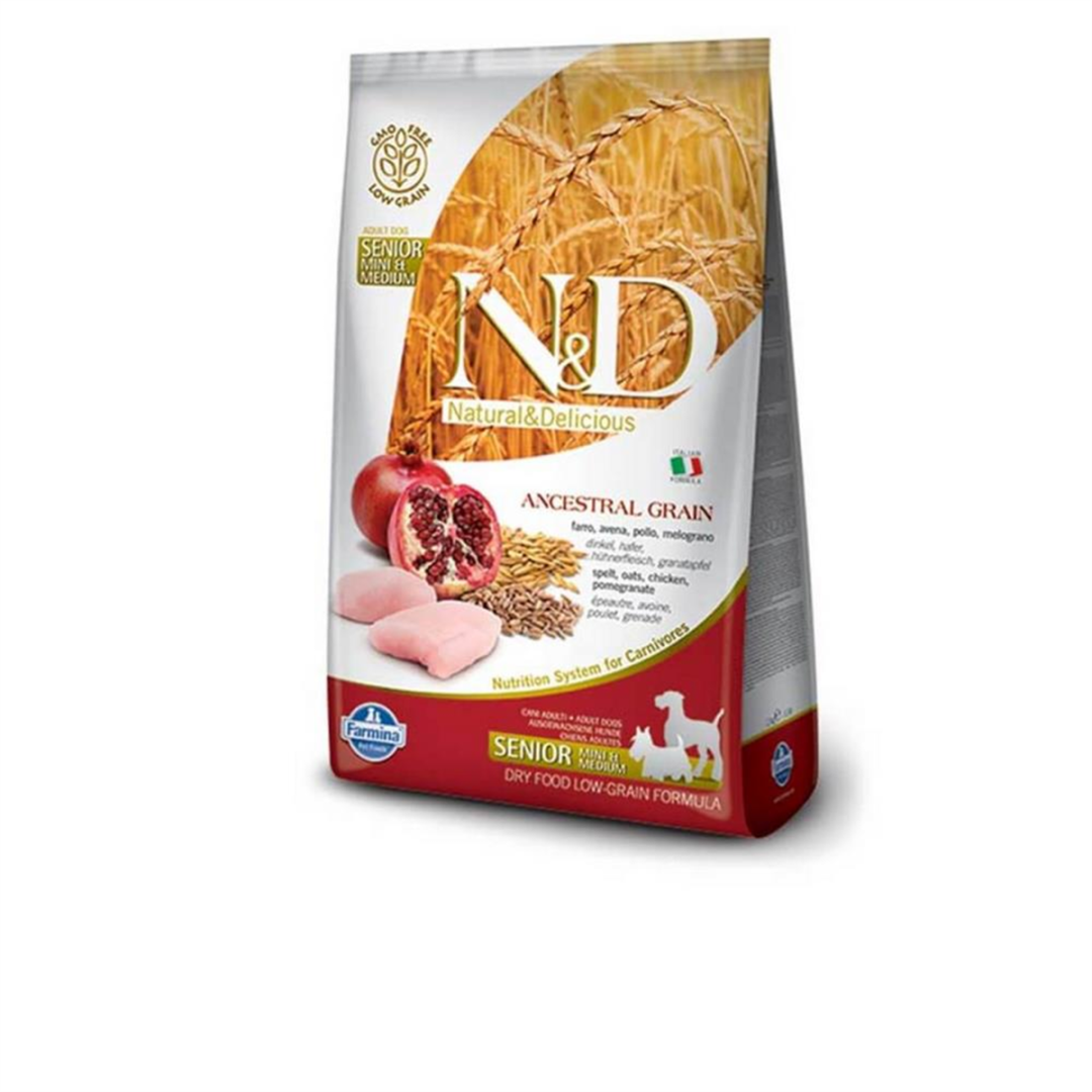 N&D Düşük Tahıllı Tavuklu Narlı Yaşlı Mini Köpek Maması 2.5Kg