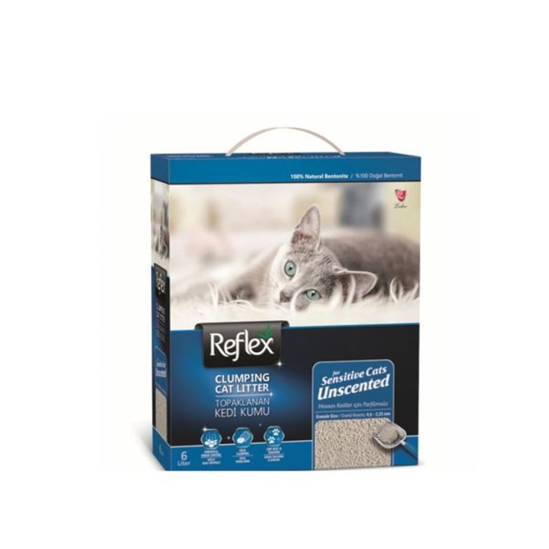 Reflex Hassas Kediler için Kokusuz Süper Hızlı Topaklanan Kedi Kumu 6 lt 2 Adet