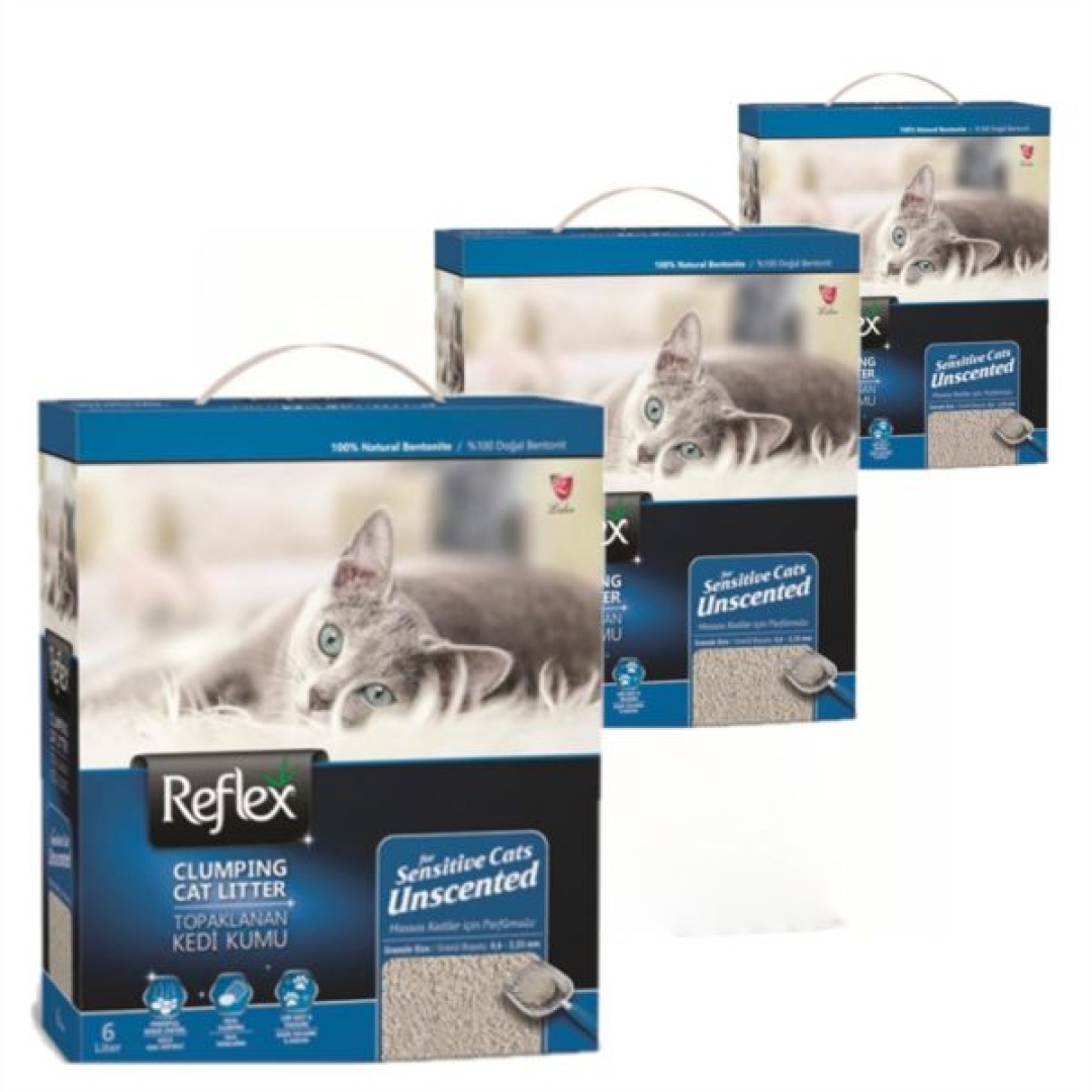 Reflex Hassas Kediler için Kokusuz Süper Hızlı Topaklanan Kedi Kumu 6 lt 2 Adet