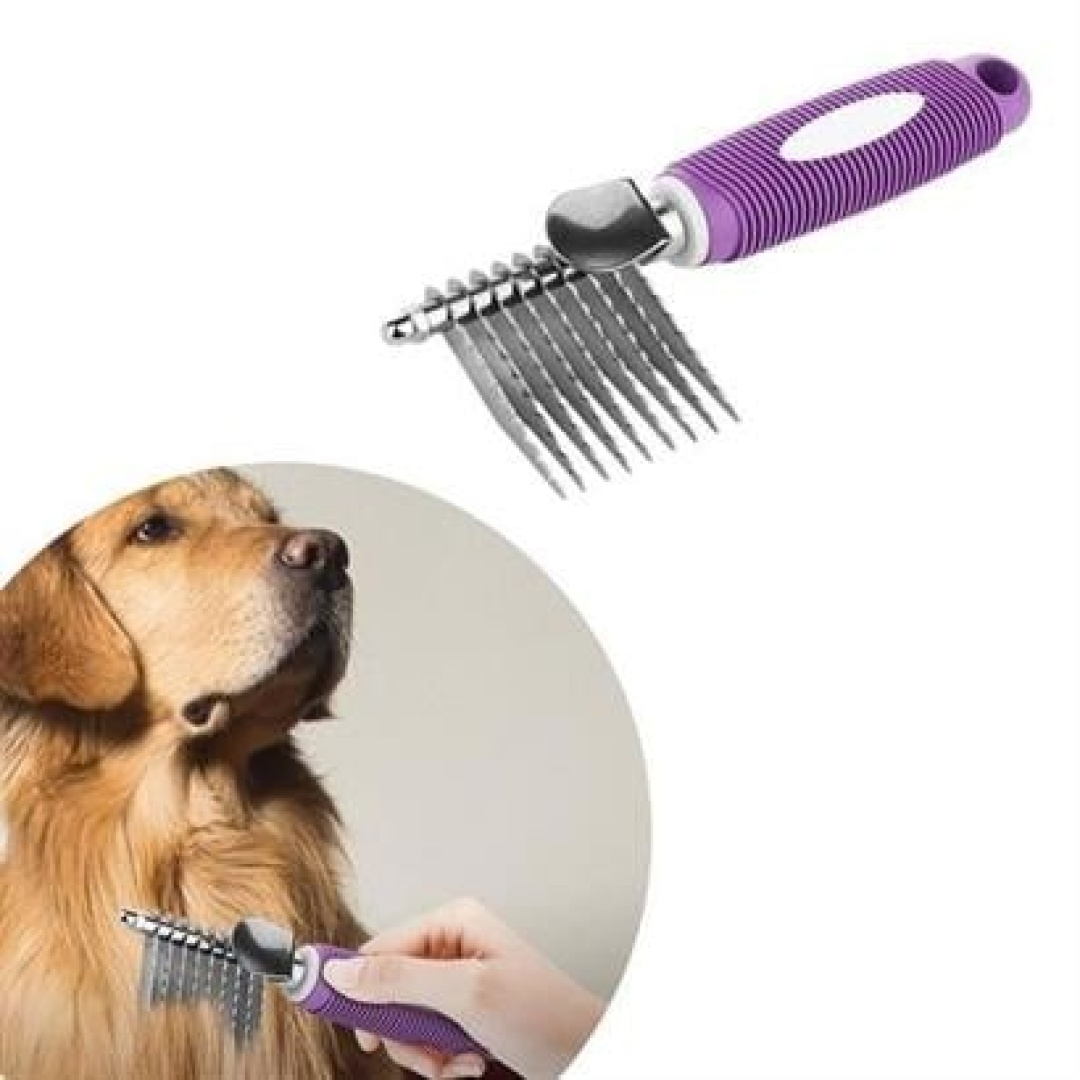 BUFFER® Düğüm Açıcı Pet Fırçası Emniyetli Uzun ve Çelik Dişli Kedi Köpek Tüy Kıtık Açma Tarağı