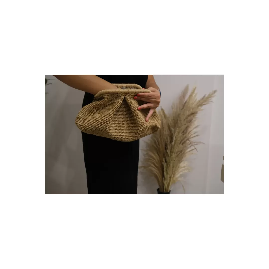 Kadın El Yapımı Clutch Hasır El Çantası
