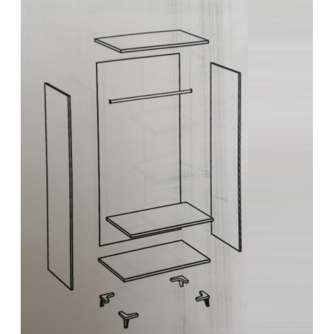Beyaz 2 Kapılı Gardırop - Aynalı Model