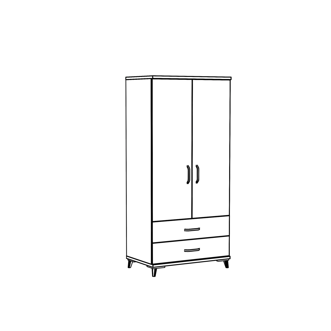 Beyaz 2 Kapılı Gardırop - Aynalı Model
