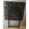 Kare Katlanır Masa Üst Tabla Siyah Mermer Detaylı ( Ayaksız ) 60X60