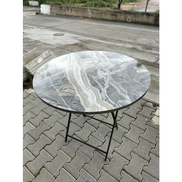 Katlanır 80 cm Gri Mermer Desenli Masa
