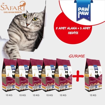 PAW PAW YETİŞKİN GURME KEDİ MAMASI 15 KG 5 ADET ALIMDA + 1 ADET HEDİYE