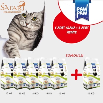 PAW PAW STERİLİSED SOMONLU KEDİ MAMASI 15 KG 5 ADET ALIMDA + 1 ADET HEDİYE