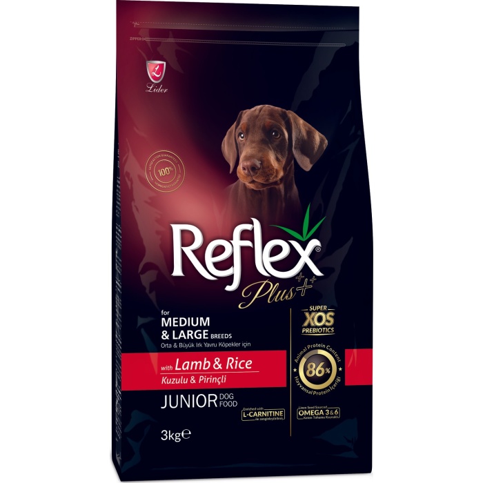 Reflex Plus Orta ve Büyük Irk Kuzu Etli 3 kg Yavru Köpek Maması