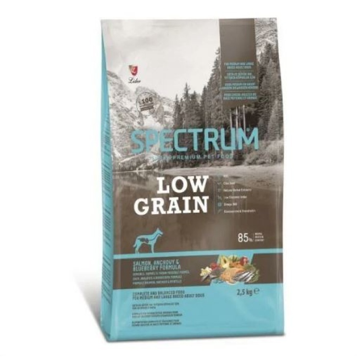 Spectrum Low Grain Somonlu Hamsili&Yaban Mersinli Orta Ve Büyük Irk Yetişkin Köpek Maması 2.5 Kg