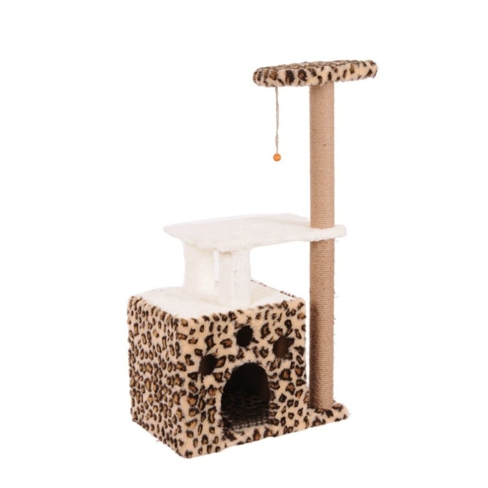 CAT HAUSE S SERİSİ S02L KEDİ TIRMALAMA PLATFORMU LEOPAR DESENLİ 40x50x97