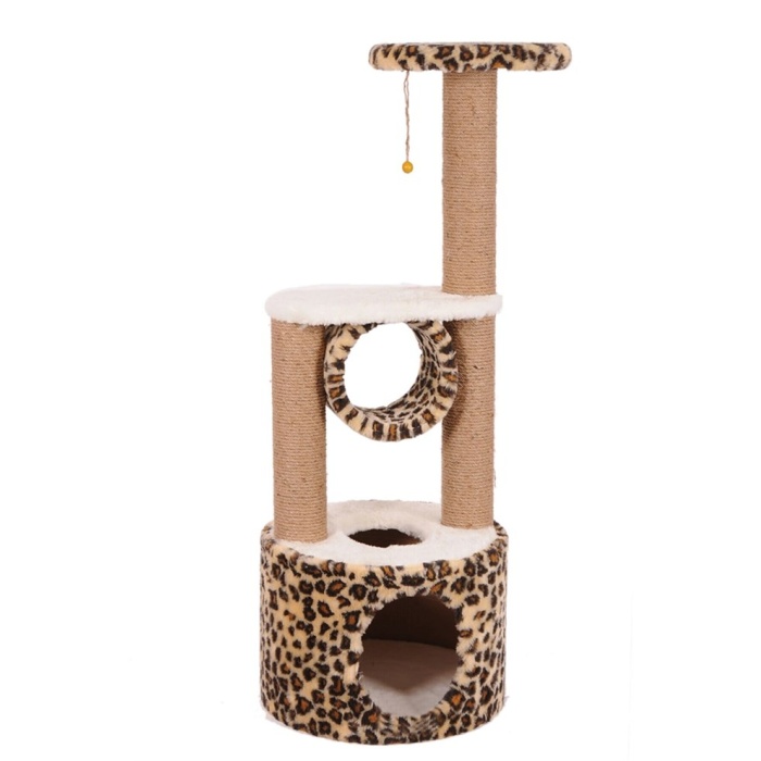 CAT HAUSE S SERİSİ S05L KEDİ TIRMALAMA PLATFORMU LEOPAR DESENLİ 40X40X112