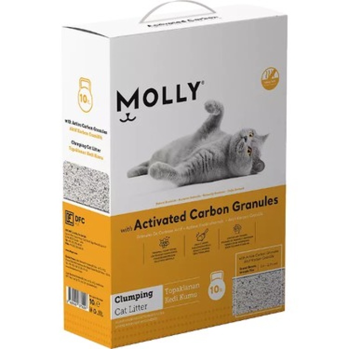 Molly Aktif Karbonlu Topaklaşan Kedi Kumu 10 LT