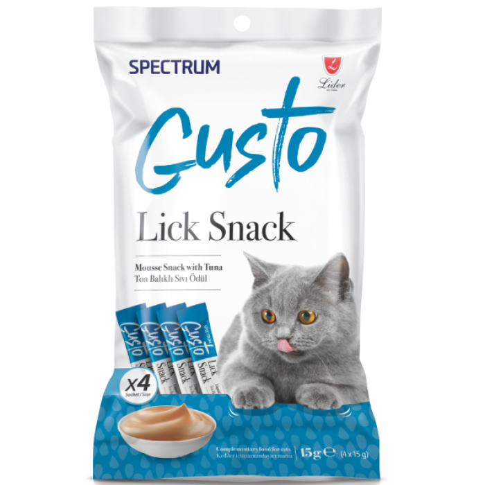 Spectrum Gusto Lick Snack Ton Balıklı Sıvı Ödül (4x15g X 12 Adet )