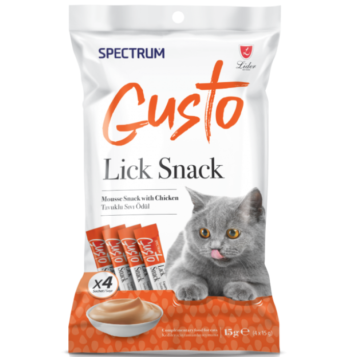 Spectrum Gusto Lick Snack Tavuklu Sıvı Ödül (4x15g X 12 Adet)
