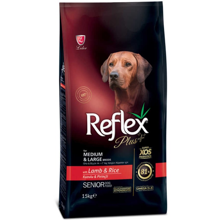 Reflex Plus Kuzulu Pirinçli Orta Büyük Irk Yaşlı Köpek Maması 15 Kg