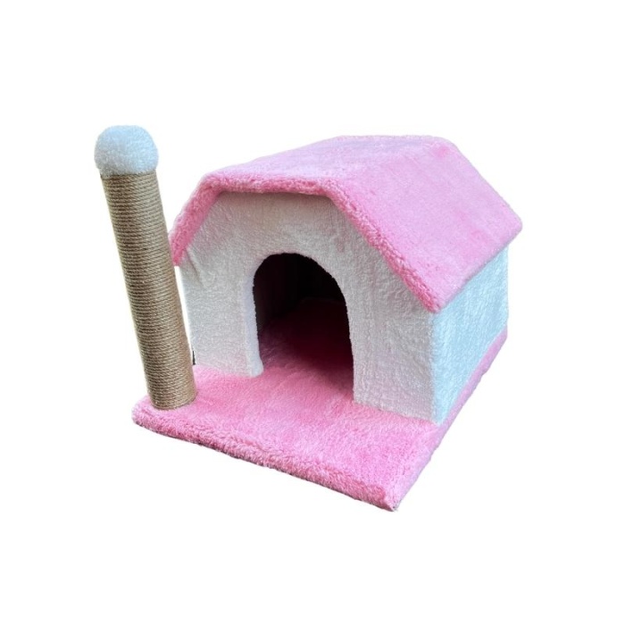 Tek Katlı Kedi Evi Tırmalamalı Renk Seçenekli 45×40 cm