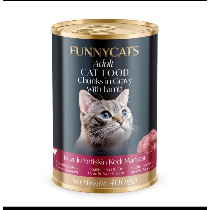 FUNNY CATS  KUZULU  YETİŞKİN KEDİ  KONSERVE MAMA 400 GR 12Lİ