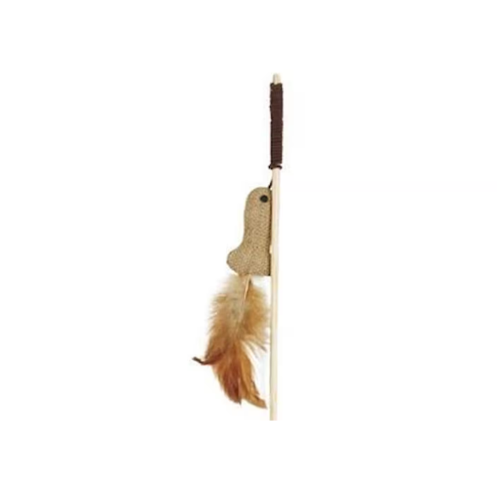 Çevre Dostu Hasır Balık Tüylü Kedi Oltası, Kahverengi 40cm