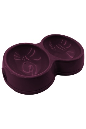 8566 Çiftli Kedi/Köpek Mama Kabı Bordo