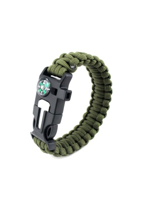 9595 Pusulalı & Magnezyum Çubuklu Paracord Bileklik Haki