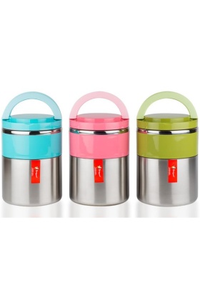 Çiftli Yemek Termosu - Sefer Tası - Inox - Penguen - Yeşil (PNG-1302)