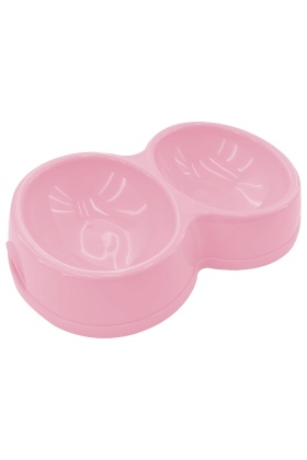 8566 Çiftli Kedi/Köpek Mama Kabı Pembe