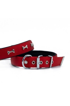 Doggie Konfor Dokuma Kemikli Boyun Tasması Kırmızı 2.5*37-45 cm (DSBT-2562 M)