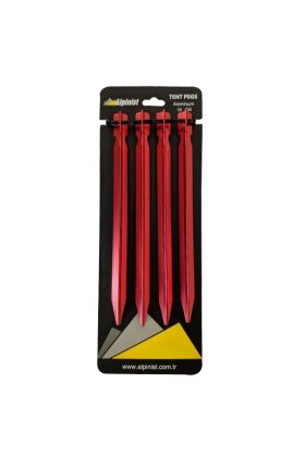 Alpinist Alüminyum 6061 Çadır Kazığı 18 cm Kırmızı 4lü