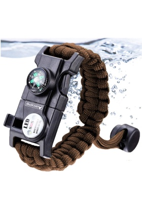 Orcamp Paracord Hayatta Kalma Bilekliği Kahve OUT-4300