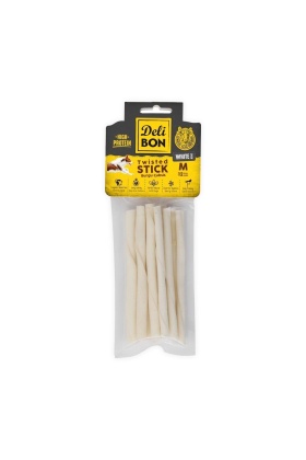 Delibon Kalın Deri Burgu Çubuk Kemik Köpek Ödülü Orta Boy Beyaz 12li