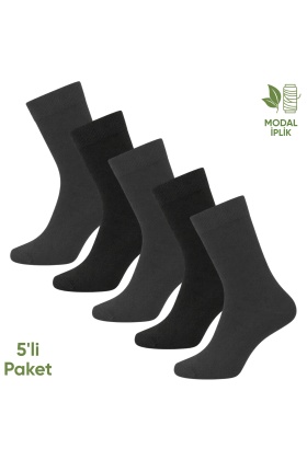 Modal İplik Erkek Soket Çorap - 5 Çift - Dikişsiz - Atlas - 18002 - Set 7
