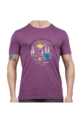 Erkek Tişört - Pamuklu Spor Tişört - Tairus - Mürdüm