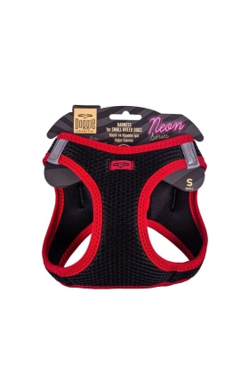 Doggie Havalı Dokuma Neon Küçük Irk Göğüs Tasması Kırmızı 32-38 cm (ANG-S)
