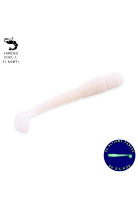 Silikon Kurt Yem - 1,1g 55mm - Fishack Wormix - 1 Adet - UV - Beyaz - Karides Kokulu